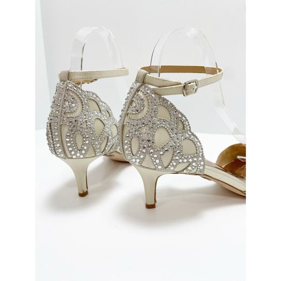 Badgley Mischka Ivory Gillian Satin Crystal Low Heel 8.5 - Picture 5 of 8